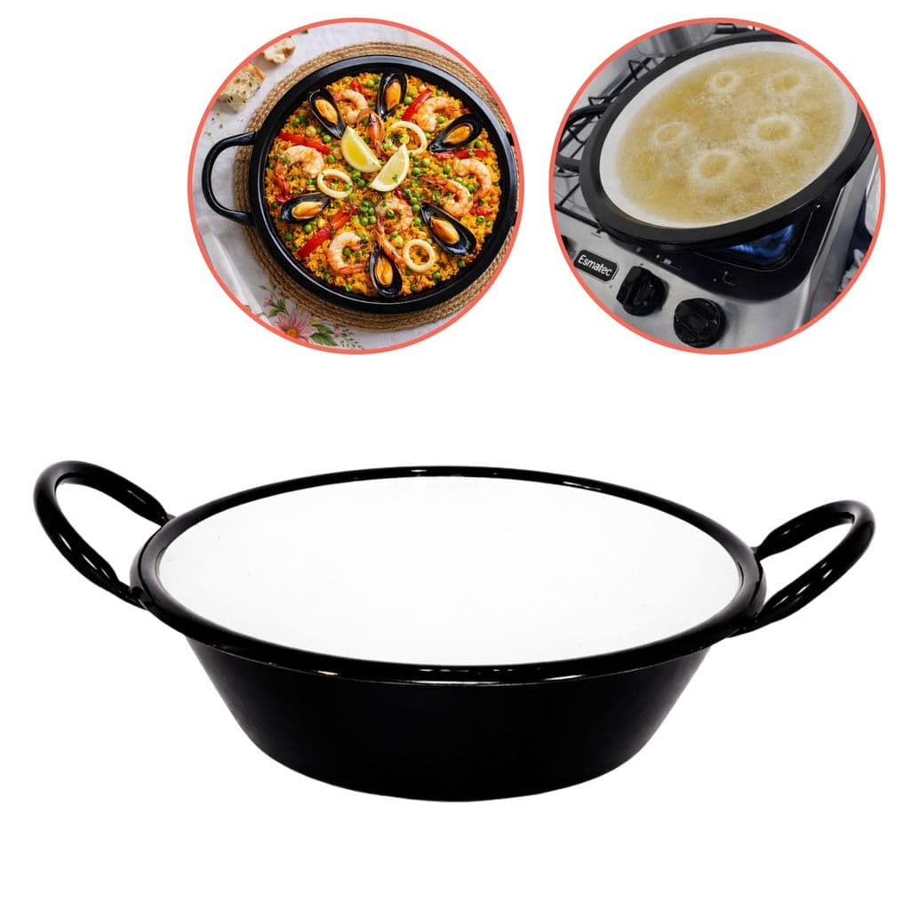 Tacho Esmaltado Fritura Pastel Antiaderente Alumínio Reforçado Panela Paella Salgado Industrial