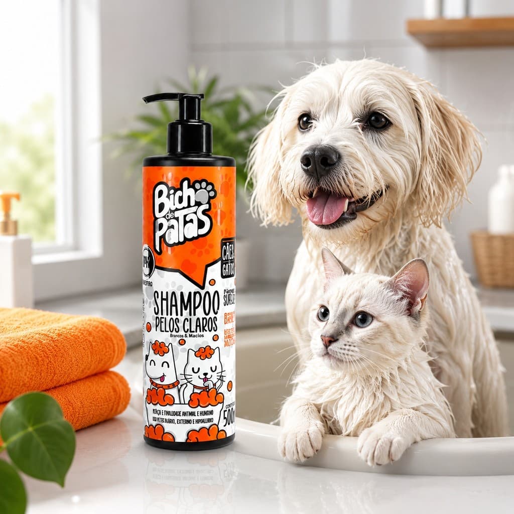 Shampoo Pet Pelos Claros Cachorro Gato Pelos Brancos 500ml