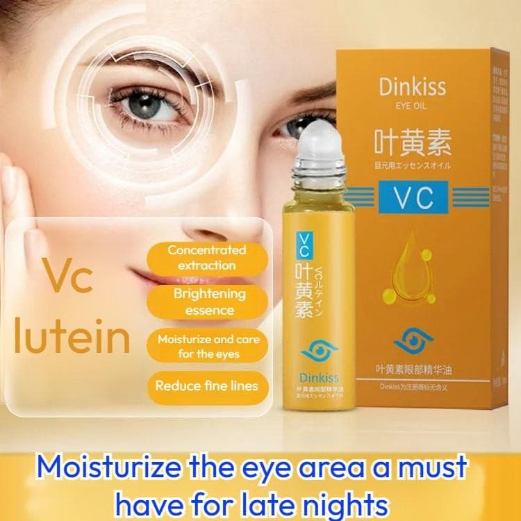 Óleo essencial para os olhos WFZG Lutein VC, Dinkiss, remove bolsas e olheiras, fórmula vegetal, reduz linhas finas.
