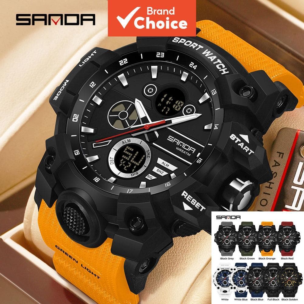 SANDA Original Esporte Masculino Relógio De Quartzo Digital Led À Prova Dwaterproof Água Cronômetro Luxo Pulso 9094 Pres