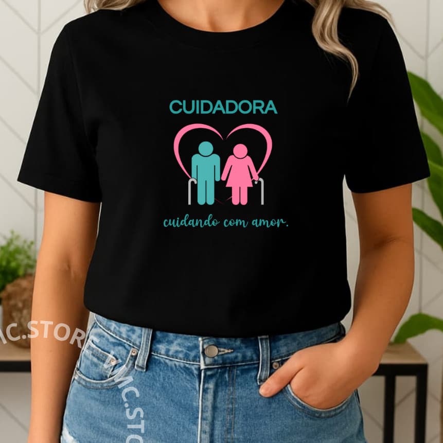 Camiseta Camisa Blusa Feminina T Shirt Cuidadora de Idosos Saúde Enfermagem Técnico Profissão