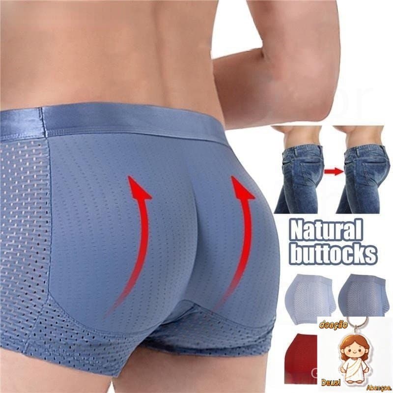 Homens Briefs De Látex Para Modelar As Nádegas Macho Fake Up Hip Lift Sem Costura Saia De Pêssego Rica