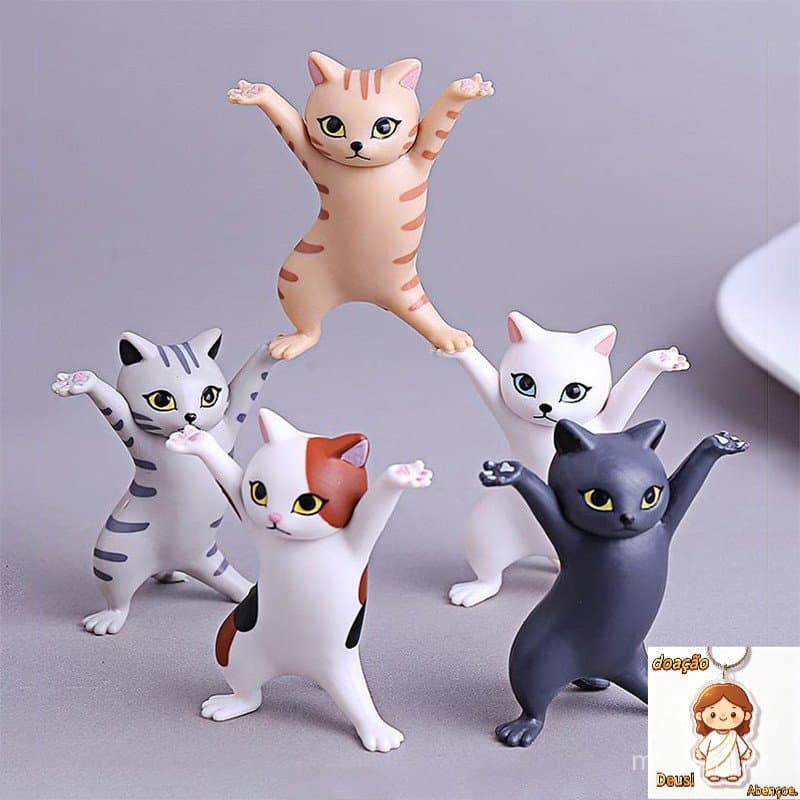 Kit de 5 Gatinhos Dançantes Encantador Segura o que você quiser, Decoração Equilibristas Fofo Presente Brinquedo Criança