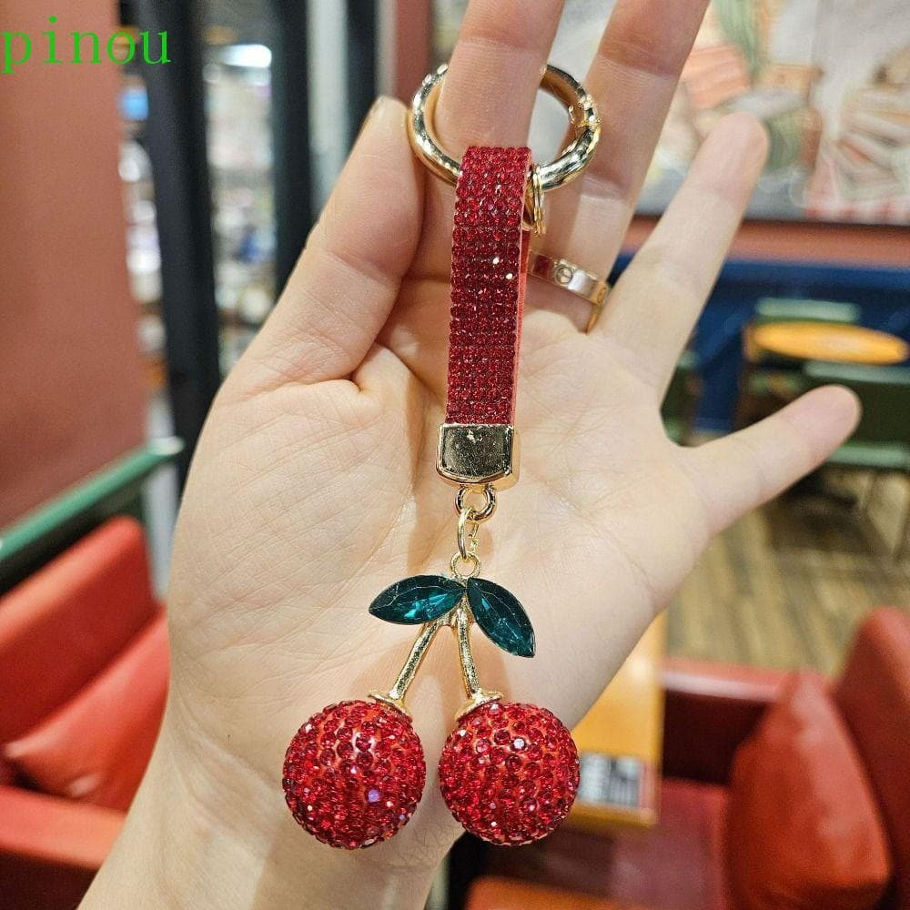 Pingente De Cereja De Cristal PINOU , Chaveiro Com Strass Completos Coreano Ins Blingbling , Sofisticado