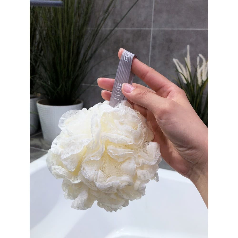 Bola de flor de banho branca, não é fácil de dispersão, bola de banho de renda fofa, bola de banho para esfregar, d