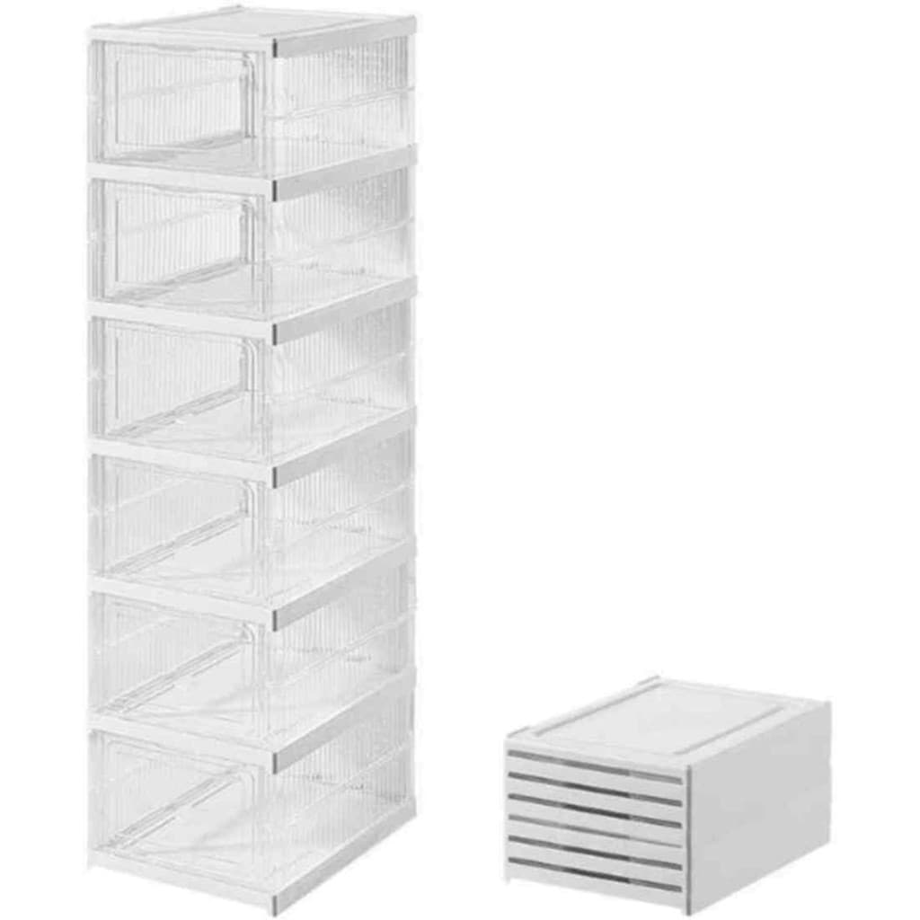 Kit 6 Caixas Organizadoras para Sapatos Empilhável Transparente Porta Tênis Multiuso com Tampa