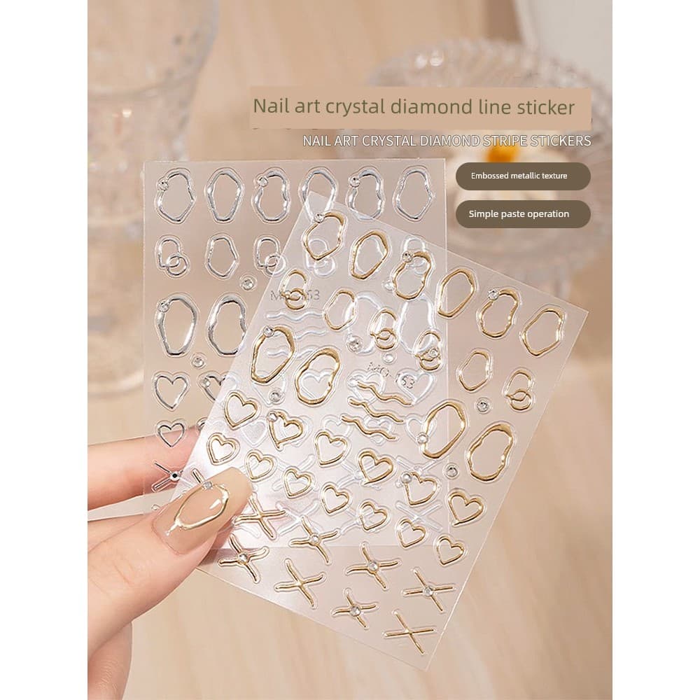 decoração de unha decoração de unha adesivo Adesivos de linha de diamante de cristal de unhas pintados à mão Espelho Mág