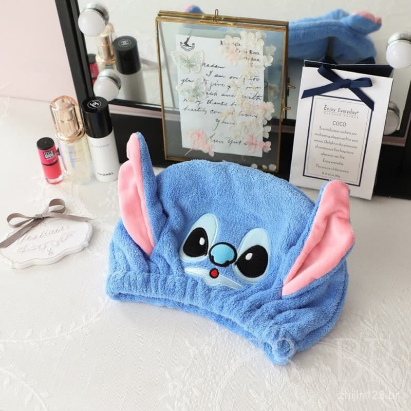 Toalha de Banho Lilo e Stitch, Chapéu de Secagem Rápida, Toalha Super Absorvente, Presente para Meninas e Mulheres