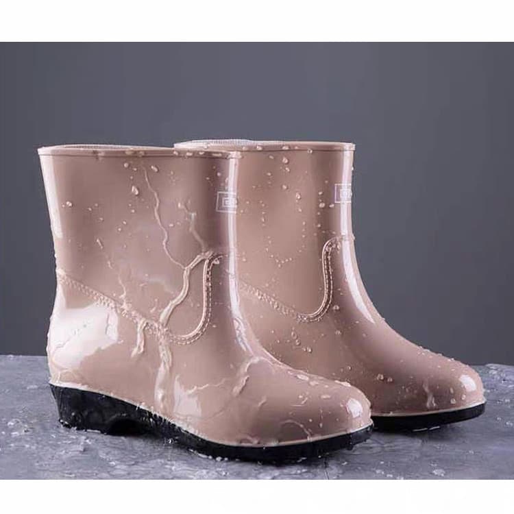 Puxar para trás botas de chuva curtas femininas à prova d'água antiderrapante borracha sola macia leve Commuter uso ao a