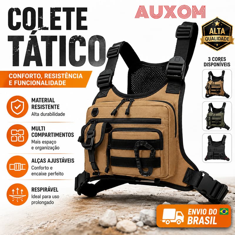 Bolsa Tática Peitoral Militar Molle Impermeável Multi Bolsos Camping Pesca Moto EDC Masculina