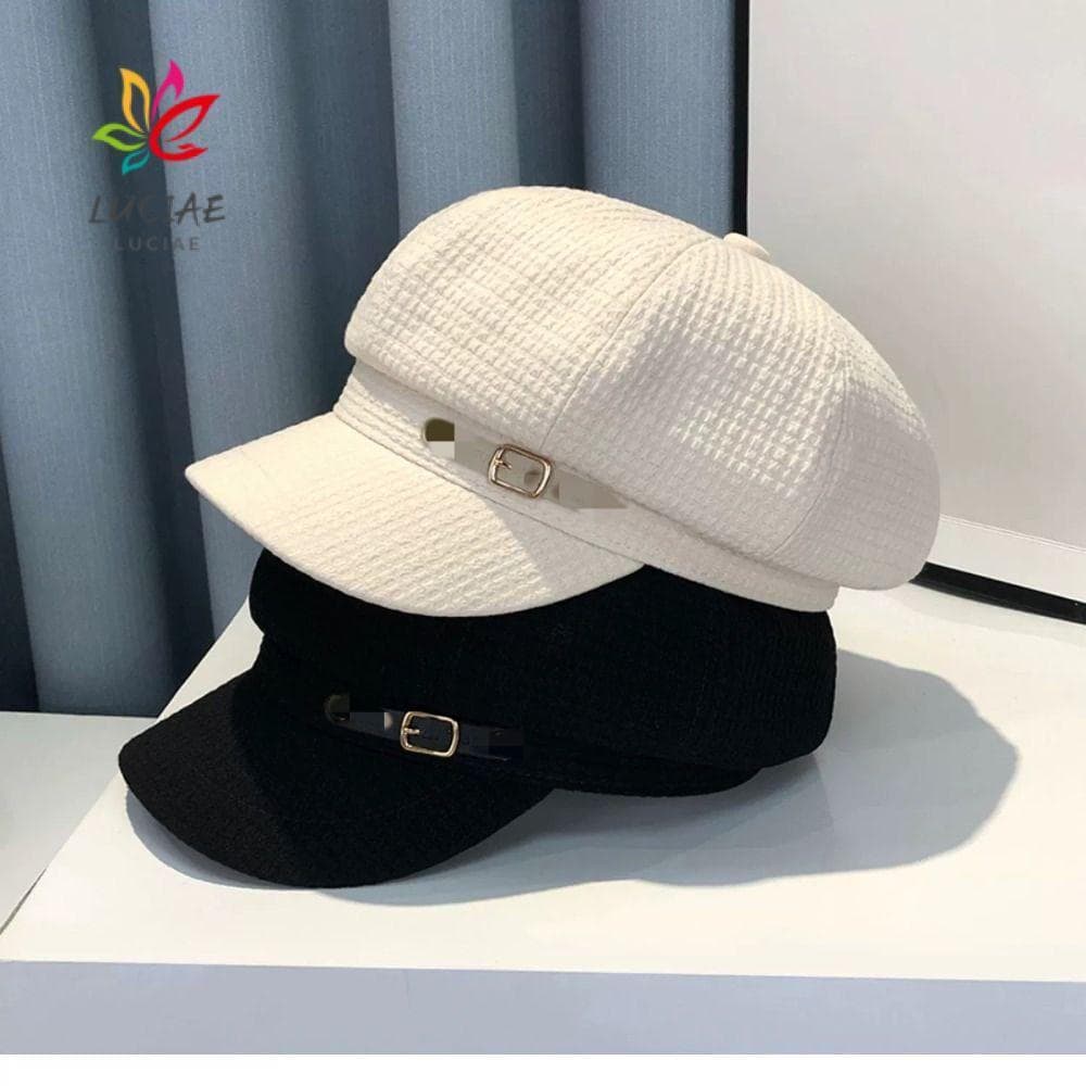 Boné LUCIAE News, Boina Vintage Acessório, Chapéu Octogonal de Designer de Moda Feminino XLCU
