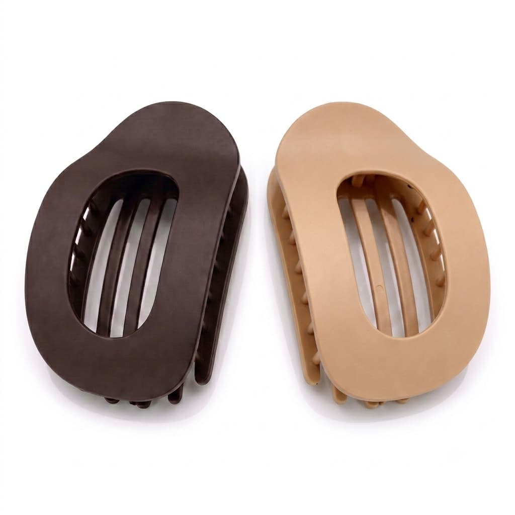Kit 2 Garra de Cabelo Oval Grande Feminino Grampo para Coque Marrom e Castanho