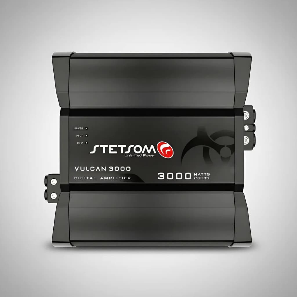 Módulo Amplificador Stetsom Vulcan 3000W RMS 1 Canal 2 Ohms Full-Range para Som Automotivo