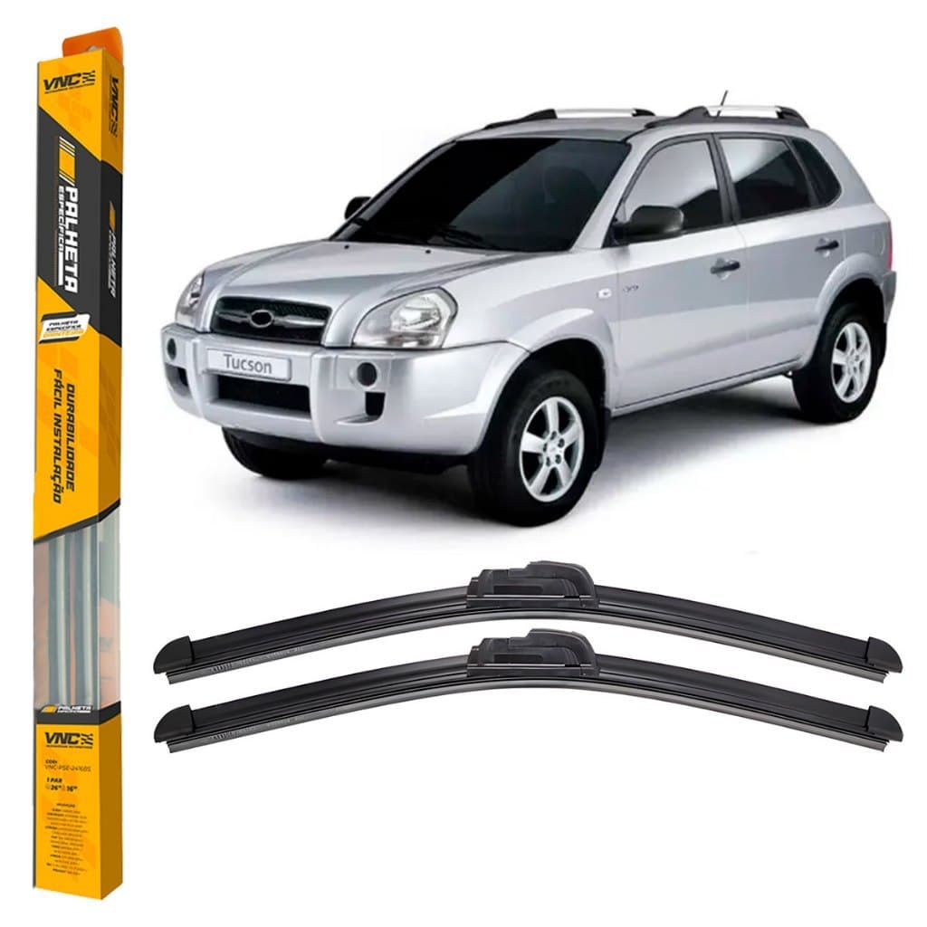 Par de Palhetas para Limpador de Parabrisa Dianteiro para Hyundai Tucson 2005 Até 2016