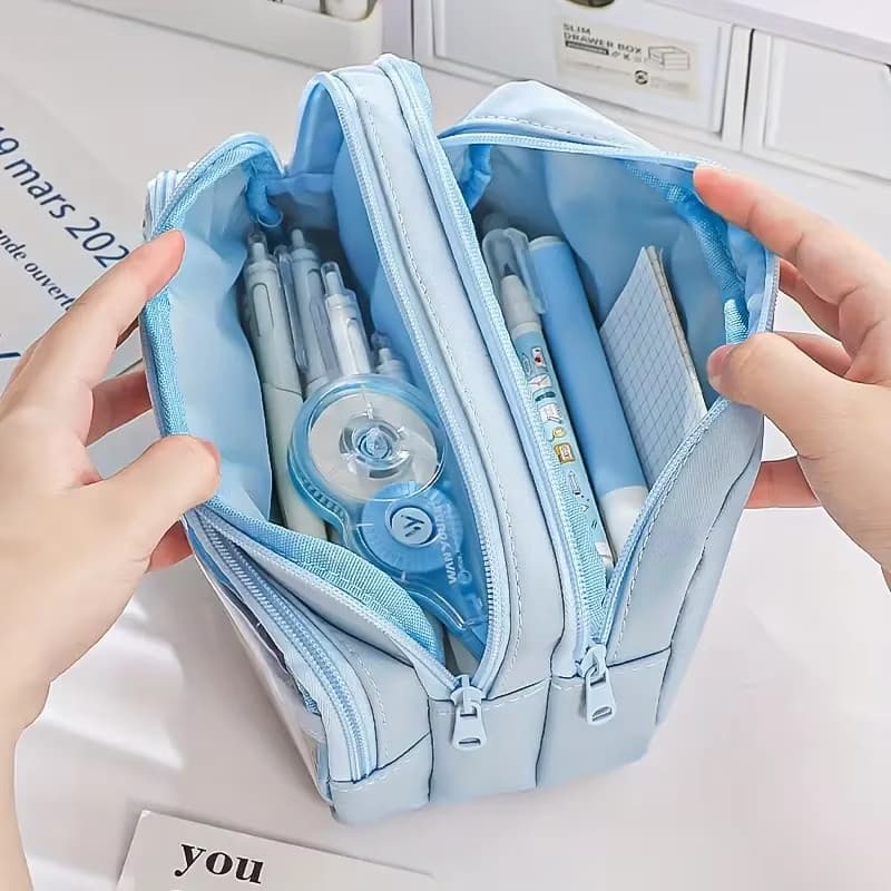 Estojo para Canetas de Grande Capacidade, Estojo Transparente para Lápis, Material Escolar Multifuncional Criativo para