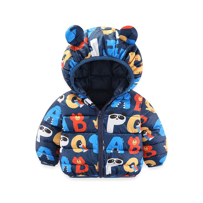 Jaqueta Quente com Capuz para Crianças de Outono/Inverno, 1-6 anos, Manga Longa para Meninos QVL4