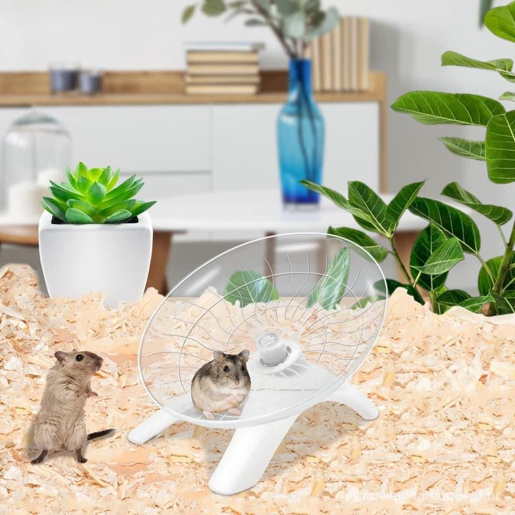 Roda de Exercício Silenciosa para Hamster, Disco Voador para Hamsters Anões, Gerbos, Ratos e Pequenos Animais (Branco)