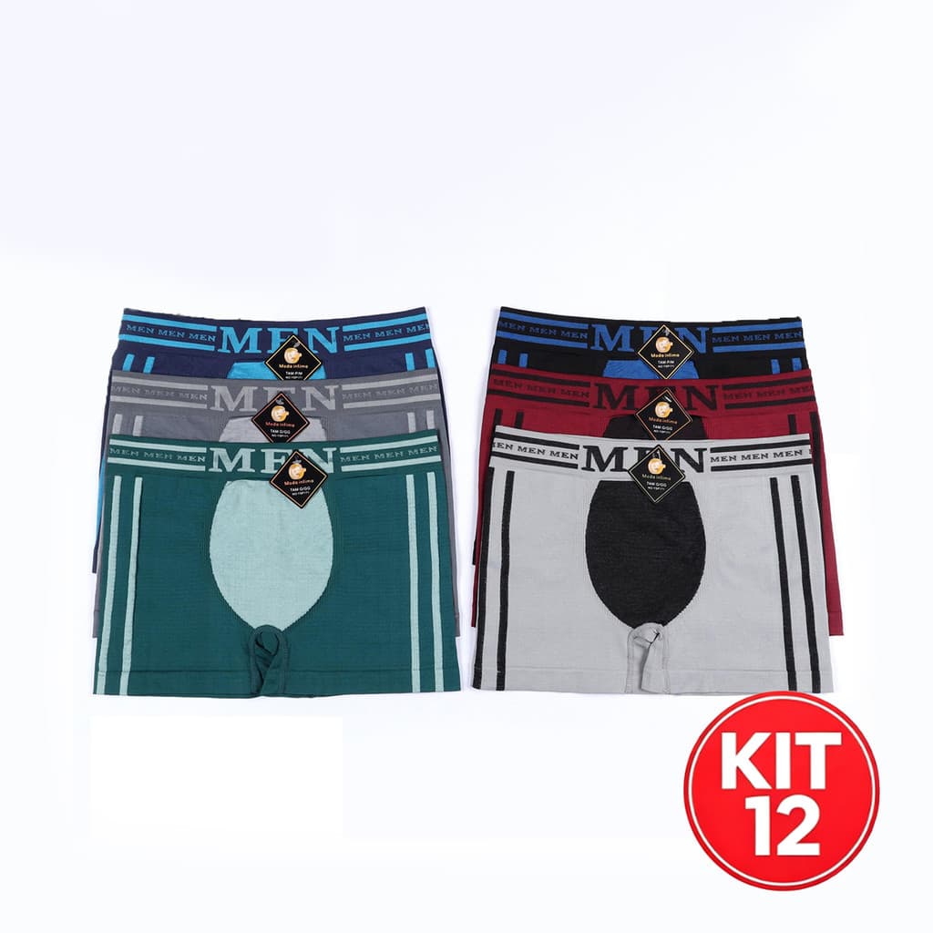 Kit 12 Cueca Boxer Masculina Microfibra Box Adulto Elastano