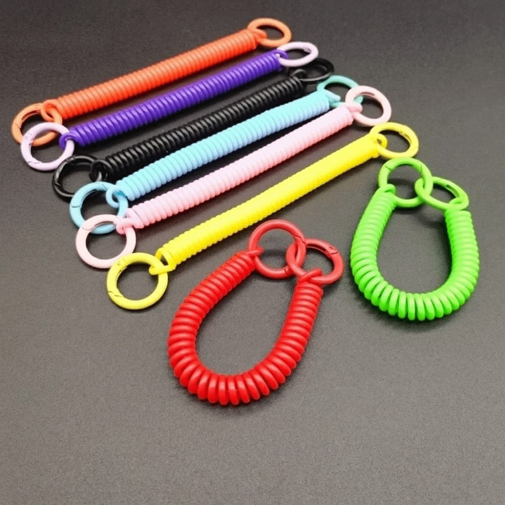 Chaveiro Retrátil EBUCRE , Cordão De Telefone Espiral De Corda De Mola Colorida , Alça De Suporte De Cartão Anti-Perda D