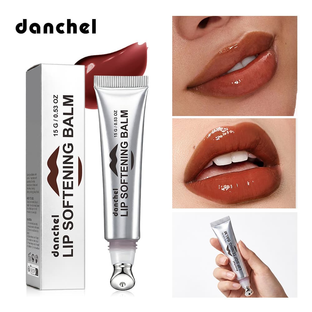 Bálsamo labial volumizador Danchel, hidratante com aroma frutado e brilho labial fácil de aplicar.