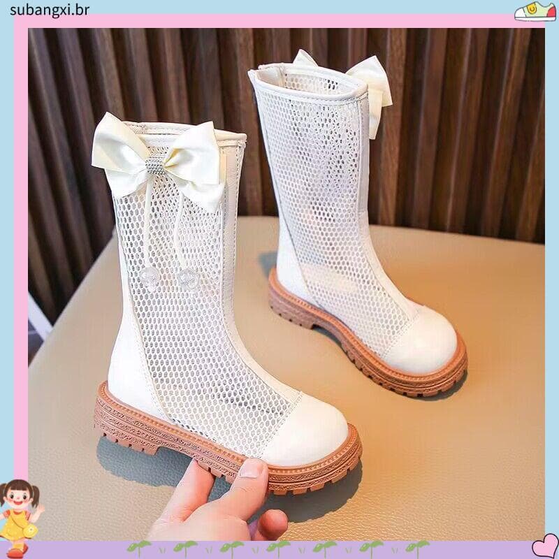 Meninas malha Martin botas 2026 verão novo estilo princesa botas moda desempenho médio grande crianças botas de rede tra