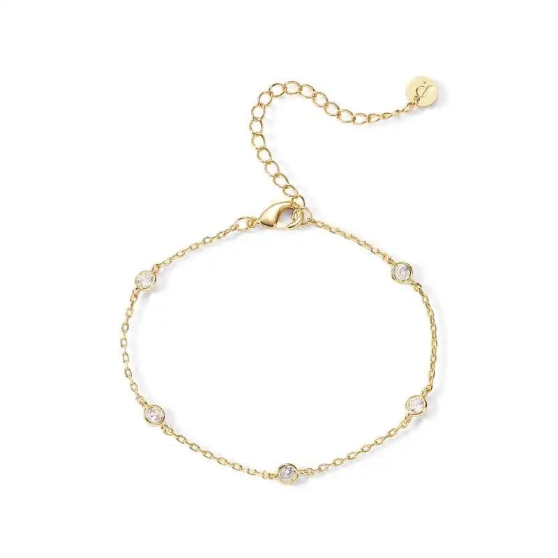 PAVOI Pulseira de corrente banhada a ouro 14K - Pulseira BTY com imitação de diamante - Pulseira de corrente com zircôni