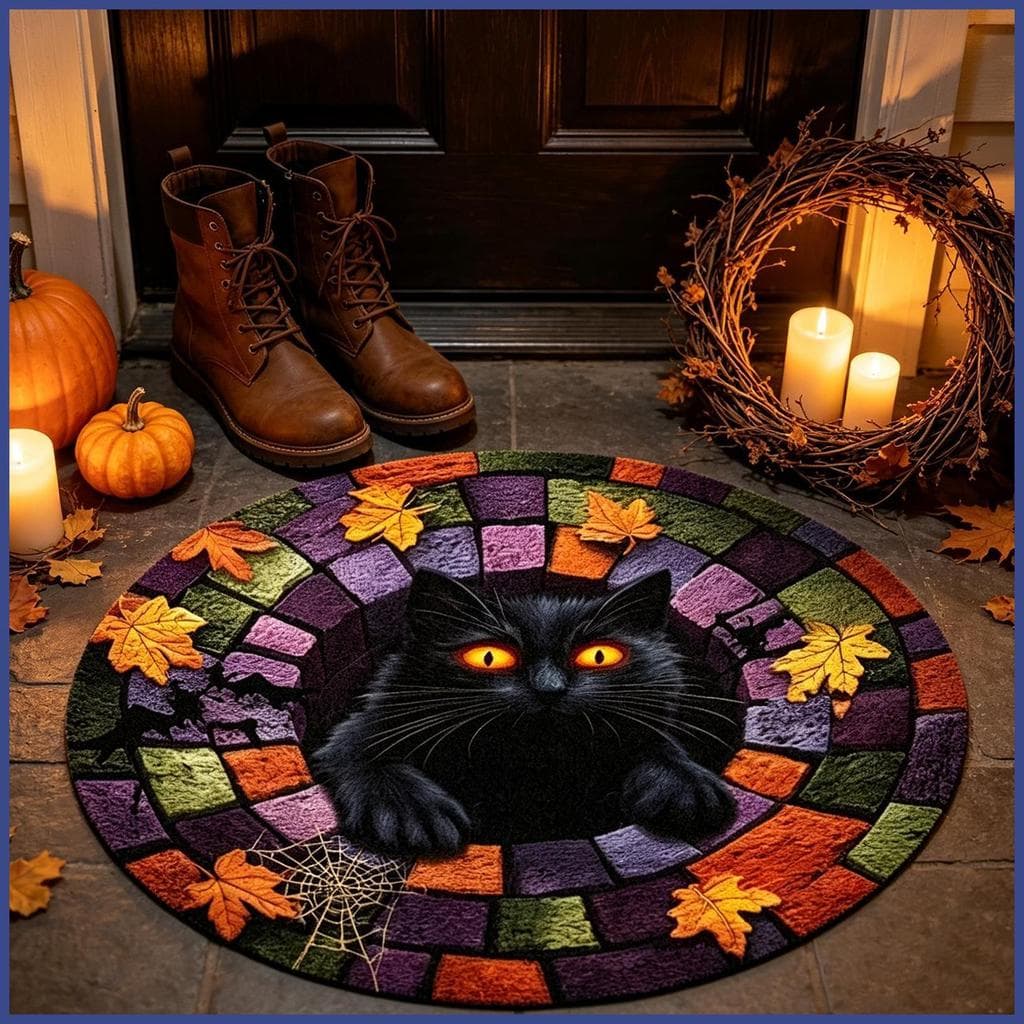 Halloween Tapete Antiderrapante Redondo Ilusão Óptica Macio Para Casa Quarto Cozinha Entrada puiadmbr