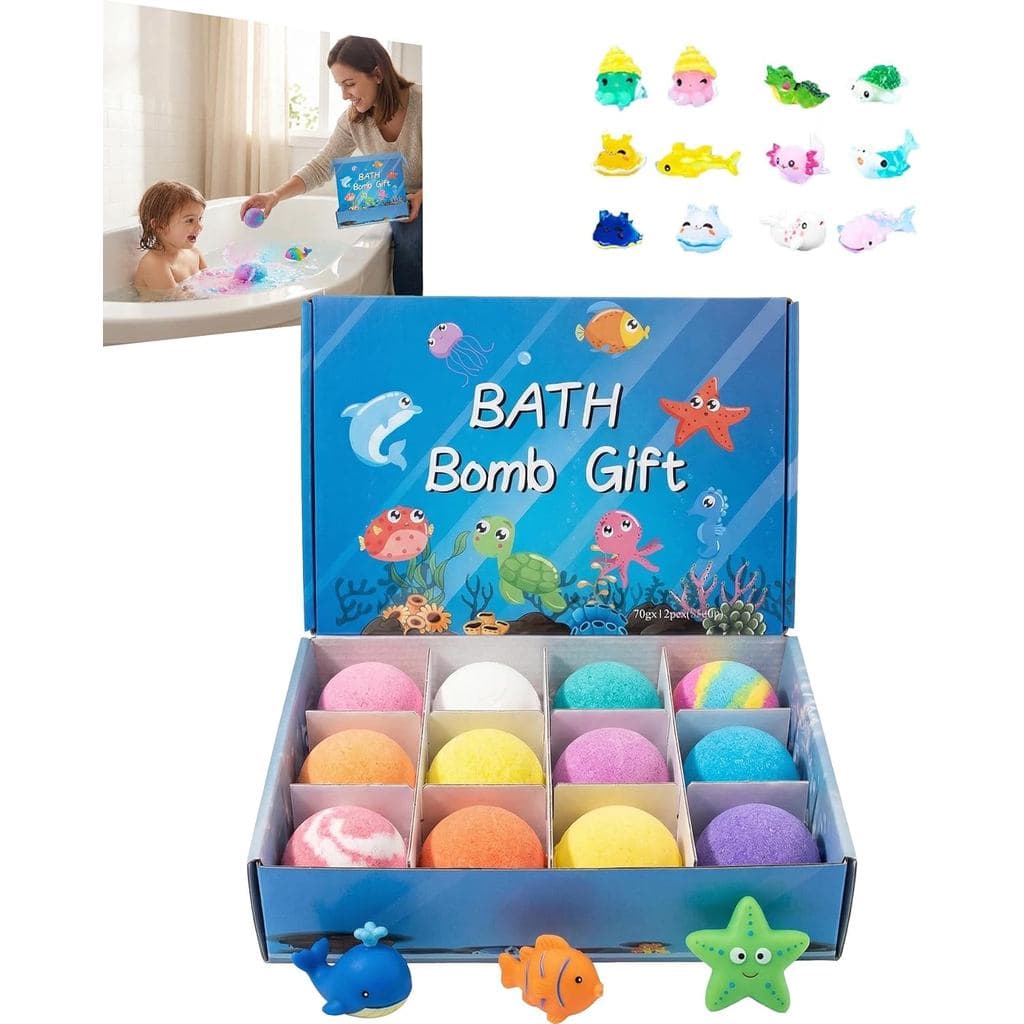 Bombas de Banho de Páscoa com Brinquedos Dentro, Pacote com 12 Bombas de Banho para Crianças com Surpresa Interna, Bomba