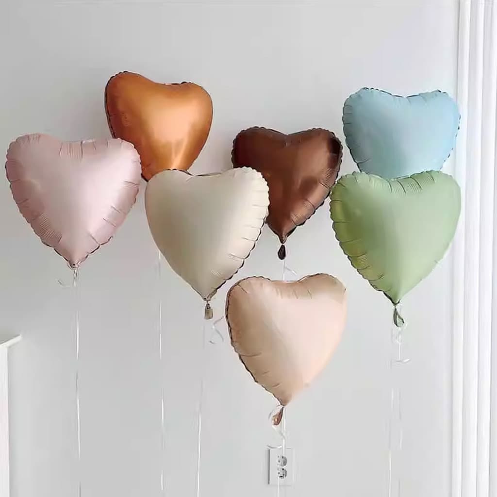[Pacote de 5 peças] 60cm creme caramelo marrom cor retrô amor coração estrela balão ins festa de aniversário decoração b
