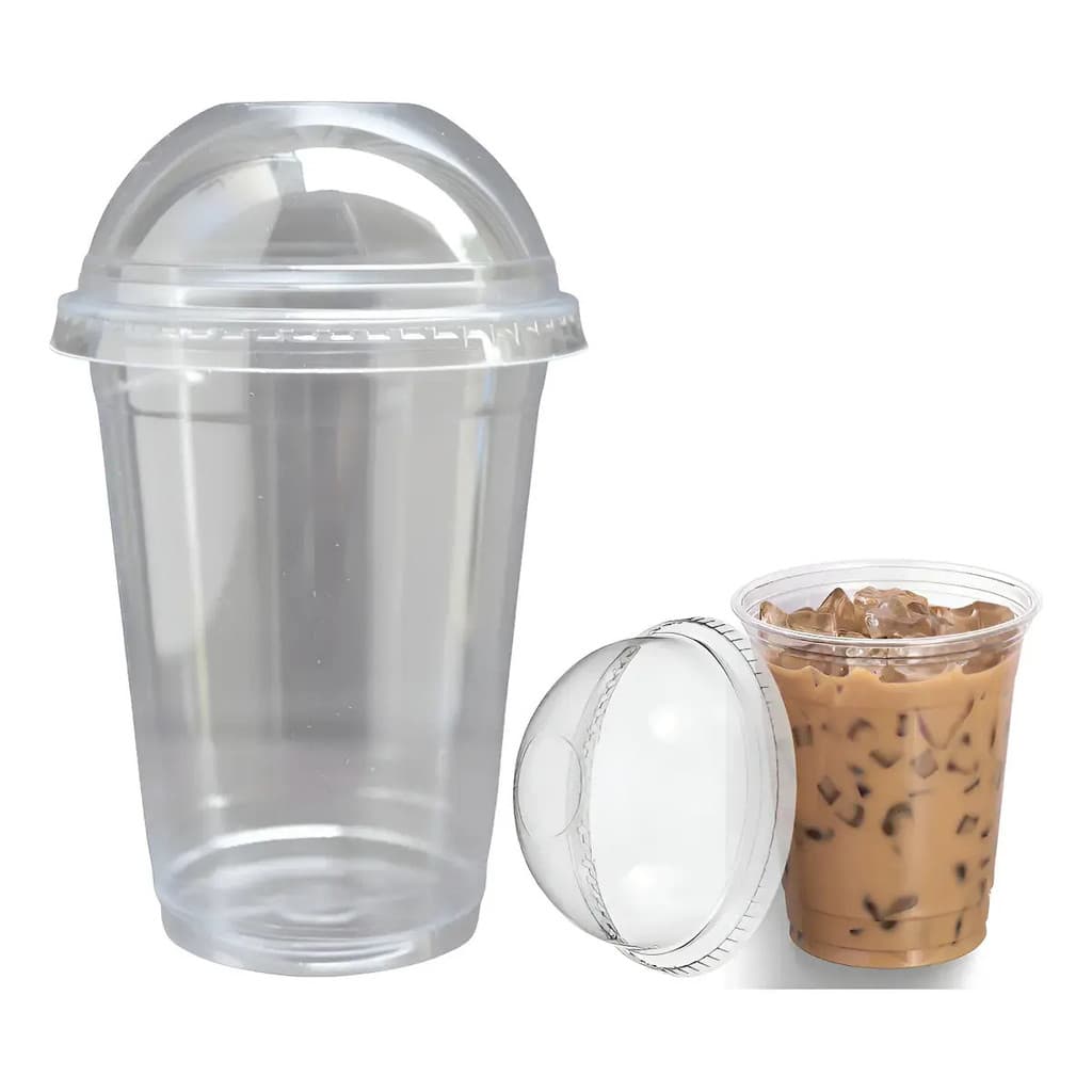 Copo Descartável 500ml Tampa Bolha Furo 180un Transparente