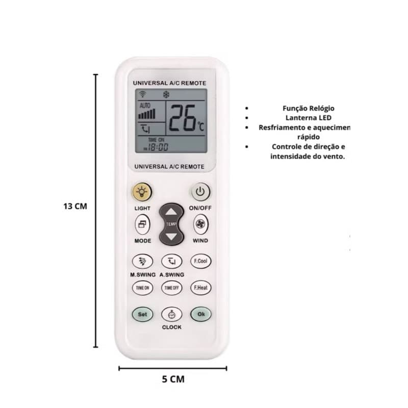 Controle Remoto Ar Condicionado Universal