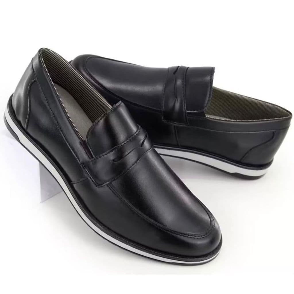 Sapato Oxford Masculino Elegante de Couro Macio Com Solado Costurado e Elastico Ajustável Confortável Barato
