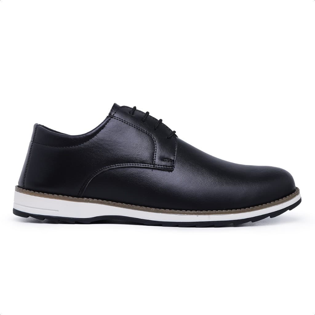 Sapato Social Masculino Oxford Casual de Amarrar Preto