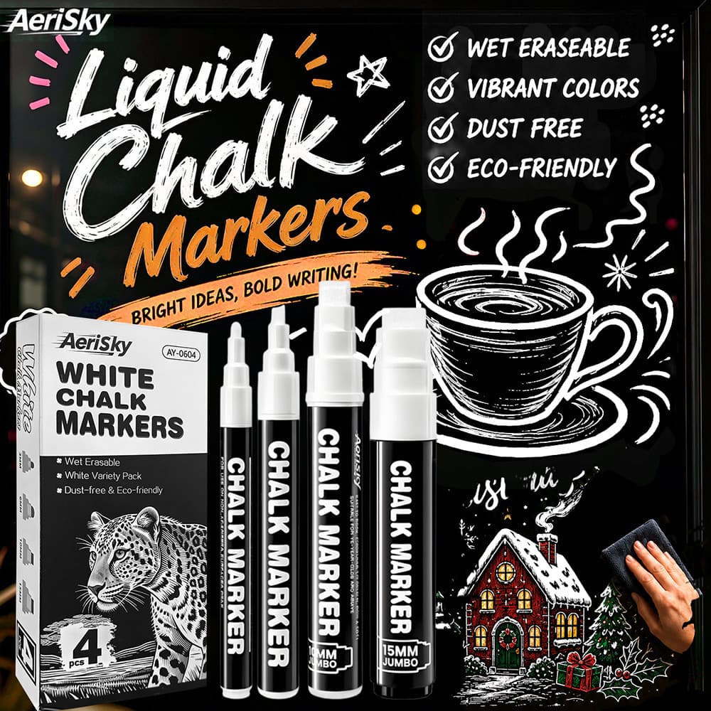 Marcadores De Giz Líquido Apagáveis De 4/5 Unidades-Canetas De Quadro Negro LED , Fluorescentes Laváveis , Sem Poeira E