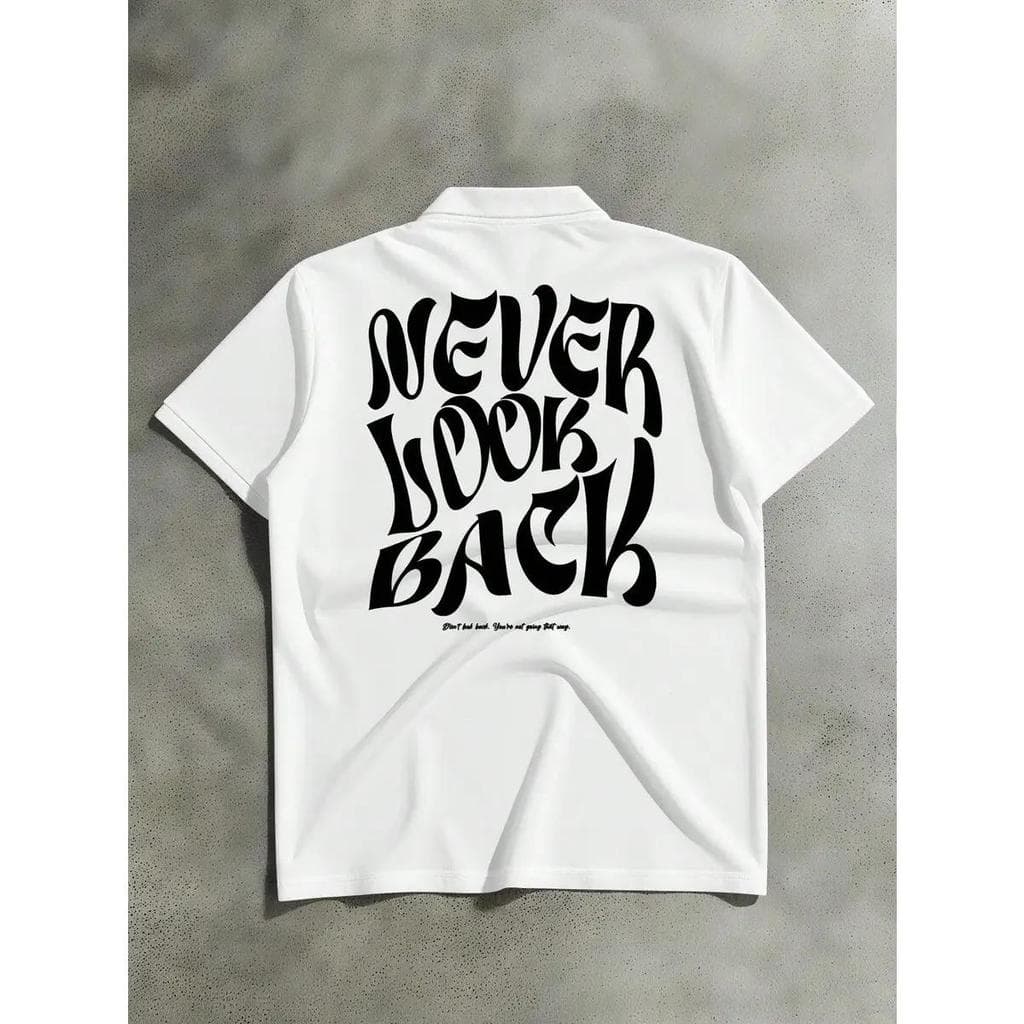 Polo de Manga Curta Masculina com Slogans e Designs de Graffiti da Moda
