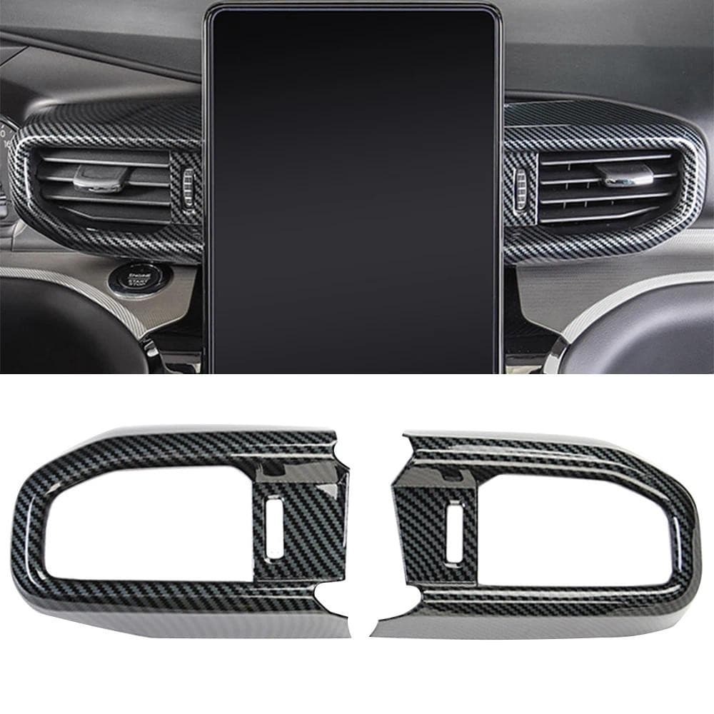 2 Pçs De Fibra Carbono ABS Console Médio Saída Ar Ventilação Capa Guarnição Para Ford Explorer 2020-2021 Acessórios Do C