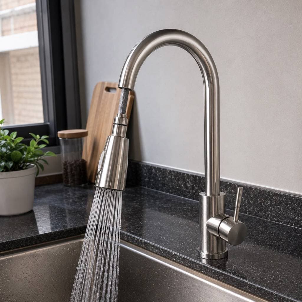 Torneira Cozinha Bancada Gourmet Extensível Monocomando Misturador Inox Escovada