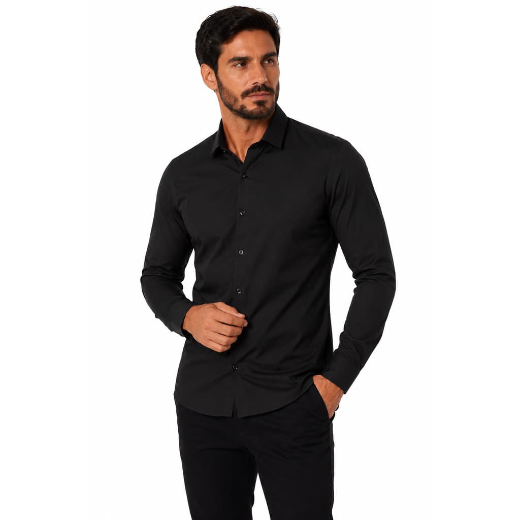 Camisa Botão Social Masculina Manga Longa Slim Fit Tecido Leve Elastano Tecnológica Anti Suor Casamento Igreja Trabalho