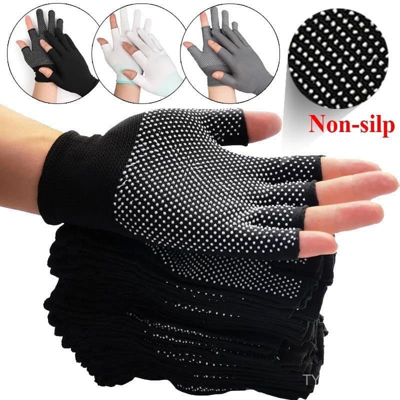 Luvas de nylon antiderrapantes para tela sensível ao toque, finas, resistentes ao desgaste, de meio dedo, respiráveis, p