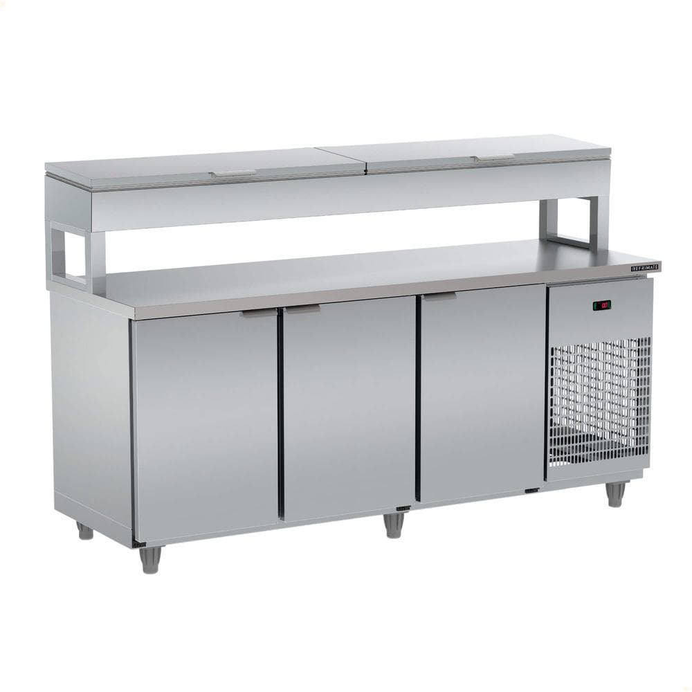 Balcão de Serviço Condimentador Refrigerado Refrimate 200 cm 3 Portas Em Inox 220V BSRC2000
