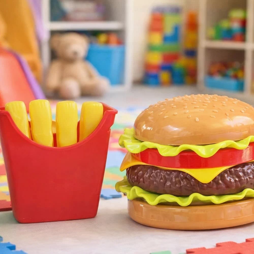 Kit Comidinha Infantil Hambúrguer Batata Brinquedo Cozinha Criança Presente Lanche