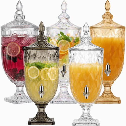 Dispenser Suqueira Vidro Cristal Luxo Clear  5 L Suco Agua Drinks