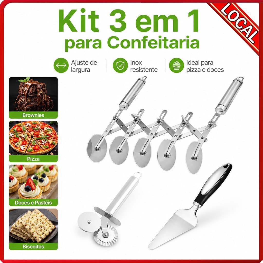 Conjunto de corte de rolo de cozimento Cortador de macarrão de cinco rodas ajustável com pá de Pizza roda de renda