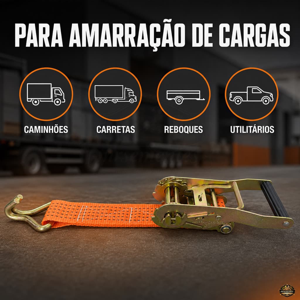 Catraca para Cinta de Amarração com Gancho até 5 Toneladas Caminhão Carreta Carga