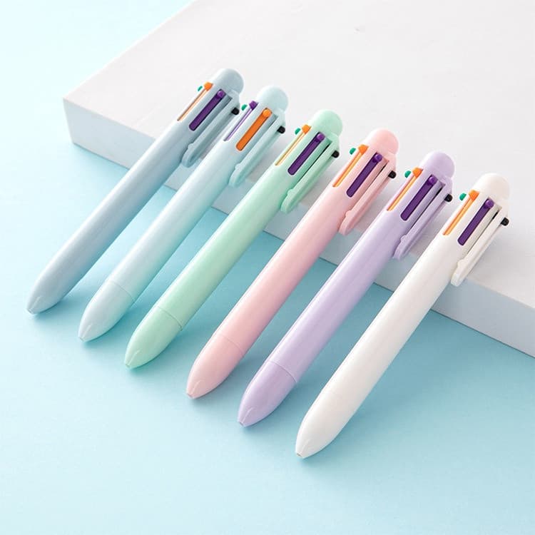 Caneta Esferográfica Multicolorida 6 em 1 de 0,5mm, 6 Cores/Retrátil/Ponta Fina/Para Uso em Escritório/para 6BFX