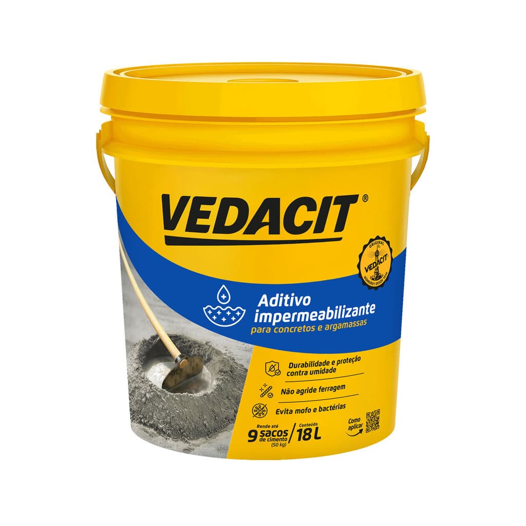 Aditivo Impermeabilizante Vedacit Balde 18L Concreto Argamassa