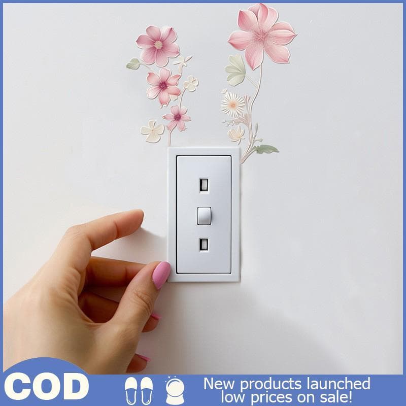 Lindas Flores Interruptor De Parede Stier PVC Removível À Prova Dwaterproof Água Para Quarto Banheiro Sala Estar Decoraç