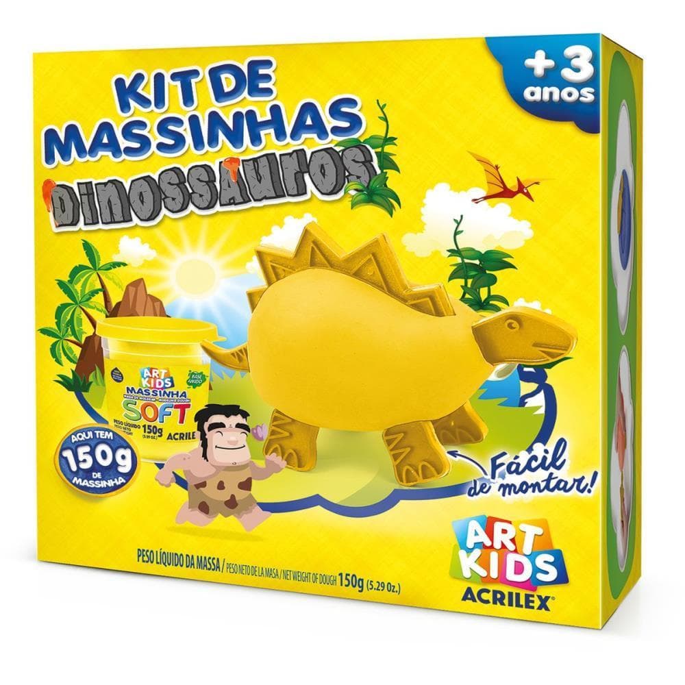 Massa para Modelar Criativa ART KIDS Dinossauro 3 Amarelo