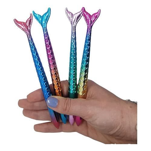 Kit 4 Canetas Gel Cauda De Sereia Tinta Preta Ponta Fina