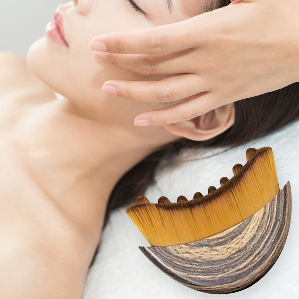 Escova de Drenagem Linfática Facial Massageador para Rosto Pescoço e Mandíbula com Cerdas Macias Contorno Facial Gua Sha